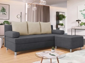 Schlafsofa Don mit Bettkasten und Polsterhocker
