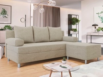 Schlafsofa Don mit Bettkasten und Polsterhocker
