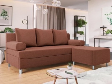 Schlafsofa Don mit Bettkasten und Polsterhocker