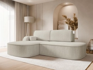 Ecksofa Kirtoz Boucle mit Schlaffunktion und Bettkasten
