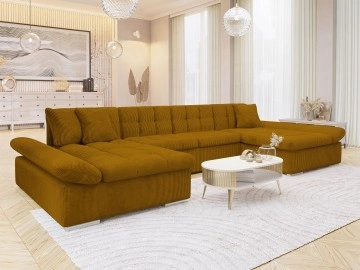 Wohnlandschaft Agata Cord mit zwei Bettkästen und Schlaffunktion
