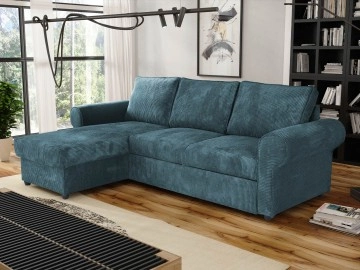 Ecksofa Madrid Cord mit Bettkasten und Schlaffunktion