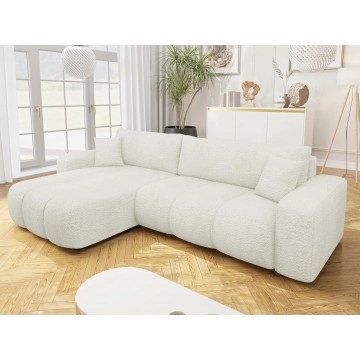 Ecksofa Larow Maxi Boucle mit Schlaffunktion und Bettkasten