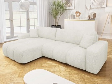 Ecksofa Larow Maxi Boucle mit Schlaffunktion und Bettkasten
