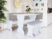 Eckbank + Tisch und zwei Hocker Samot