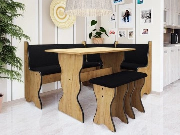 Eckbank + Tisch und zwei Hocker Samot