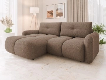 Ecksofa Tazino Boucle mit Schlaffunktion und Bettkasten