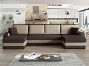 Ecksofa Dalmir U mit Schlaffunktion und drei Bettkasten