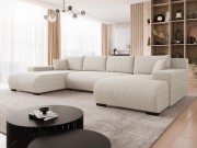 Wohnlandschaft U-Form Teromis U Cord mit Schlaffunktion und Bettkasten