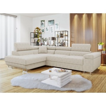 Ecksofa Torezio Cord mit Schlaffunktion und Bettkasten