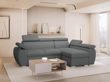 Ecksofa Giza Mini Premium Cord mit Bettkasten und Schlaffunktion