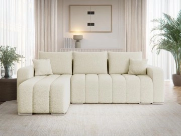 Ecksofa Wiator Boucle mit Schlaffunktion und Bettkasten