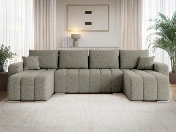 Wohnlandschaft Wiator U Boucle mit Schlaffunktion und Bettkasten