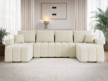 Wohnlandschaft Wiator U Boucle mit Schlaffunktion und Bettkasten