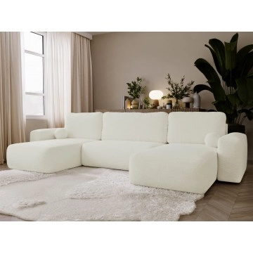 Wohnlandschaft Atolgi U Boucle mit Bettkasten und Schlaffunktion