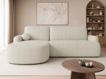 Ecksofa Telzo Cord mit Schlaffunktion und Bettkasten