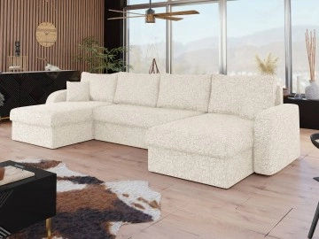Ecksofa Dalmir U Lux mit Schlaffunktion und drei Bettkästen