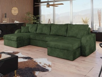 Ecksofa Dalmir U Lux mit Schlaffunktion und drei Bettkästen
