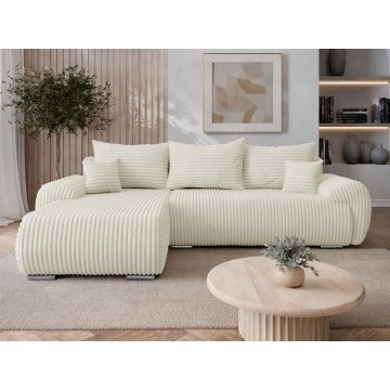 Ecksofa Torelineso L Cord mit Bettkasten und Schlaffunktion