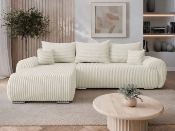 Ecksofa Torelineso L Cord mit Bettkasten und Schlaffunktion