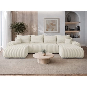 Wohnlandschaft Torelineso U Cord mit Bettkasten und Schlaffunktion