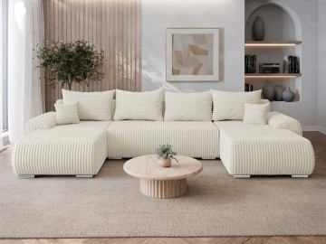Wohnlandschaft Torelineso U Cord mit Bettkasten und Schlaffunktion