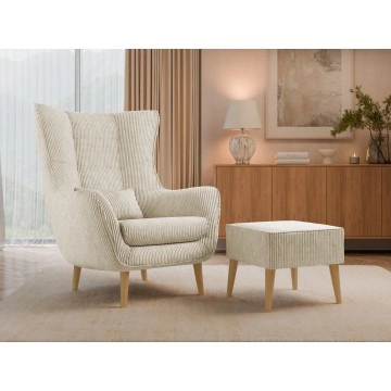 Sessel Florence Cord mit Fußbank