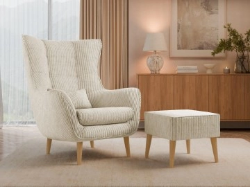 Sessel Florence Cord mit Fußbank