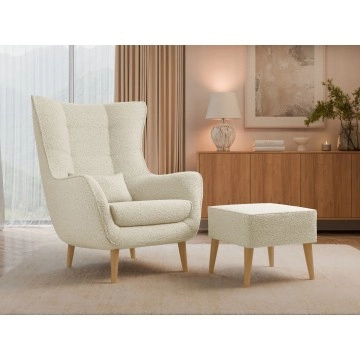 Sessel Florence Boucle mit Fußbank