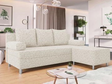 Schlafsofa Don mit Bettkasten und Polsterhocker