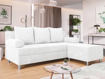 Schlafsofa Don mit Bettkasten und Polsterhocker