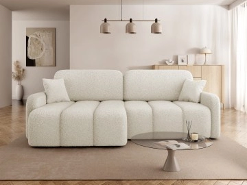 Ecksofa Ursima Boucle mit Schlaffunktion und Bettkasten