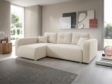 Ecksofa Mizniko Cord mit Bettkasten und Schlaffunktion