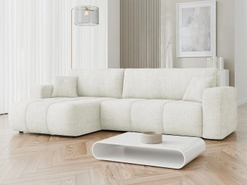 Ecksofa Larow Maxi Boucle mit Schlaffunktion und Bettkasten