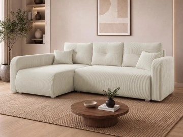 Ecksofa Mizniko Cord mit Bettkasten und Schlaffunktion