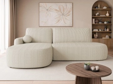 Ecksofa Telzo O Cord mit Schlaffunktion und Bettkasten