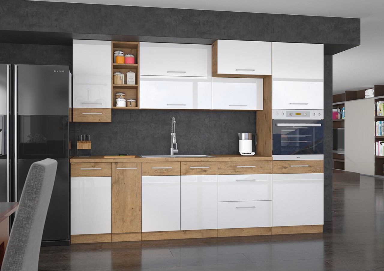 Unterschrank Woodline 60 D 3S BB Küchenschrank mit Schubladen Kollektion 