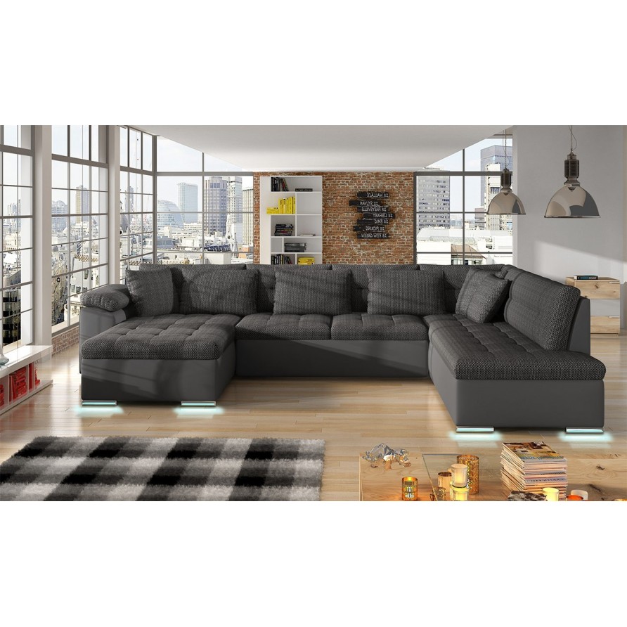 Wohnlandschaft mit Schlaffunktion und Bettkasten Tony Bis LED Wohnlandschaft mit Schlaffunktion und Bettkasten Tony Bis LED