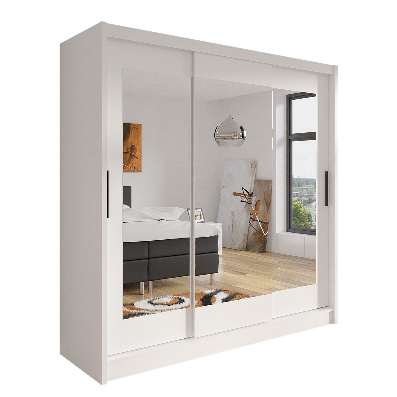 Schiebetürenschrank mit Spiegel Rouen II – groß und geräumig! Zuschlagen!