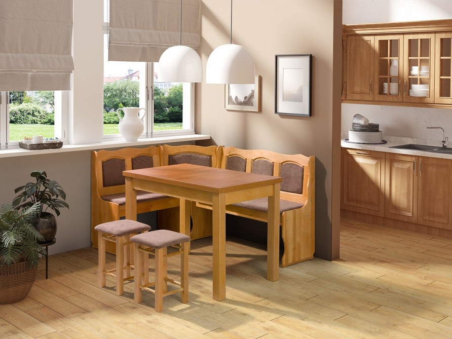 Eckbank + Tisch und zwei Hocker Soter