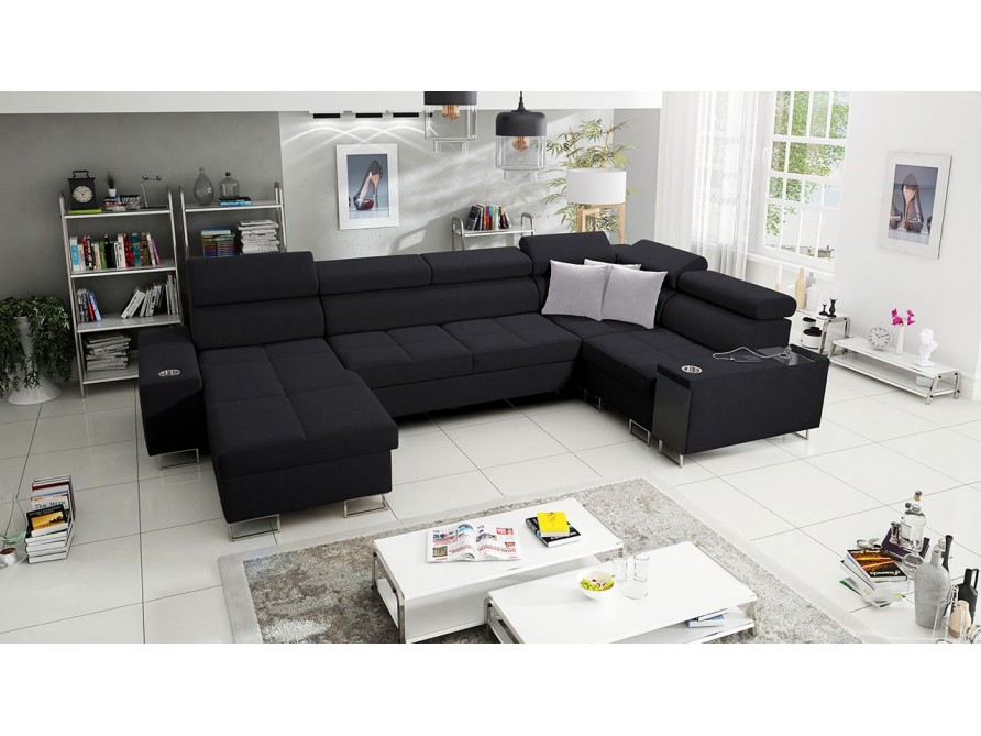 Wohnlandschaft Ewasy IV Maxi mit zwei Bettkasten und Schlaffunktion