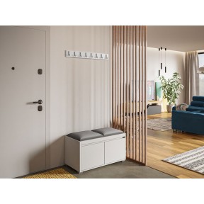 Garderoben-Set Konkor 80 (Schuhschrank und Kleiderhakenbrett) + 2 Stück gepolsterte Sitzpaneele Pag 40x30 Garderoben-Set Konkor 80 (Schuhschrank und Kleiderhakenbrett) + 2 Stück gepolsterte Sitzpaneele Pag 40x30