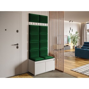 Garderoben-Set Konkor 80 (Schuhschrank und Kleiderhakenbrett) + 12 Stück gepolsterte Wandpaneele Pag 40x30 Garderoben-Set Konkor 80 (Schuhschrank und Kleiderhakenbrett) + 12 Stück gepolsterte Wandpaneele Pag 40x30
