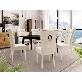 Essgruppe 09: Tisch Botiler 140x80 + Stühle ST67 mit Klopfer (7-teilig)
