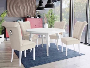 Essgruppe 10: Tisch Julia FI 100 + Stühle Frigene 02 mit Klopfer (5-teilig)