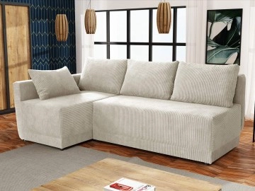 Ecksofa Piniata Cord mit Bettkasten und Schlaffunktion