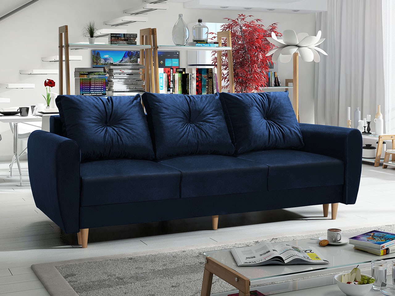 Marineblaues Sofa