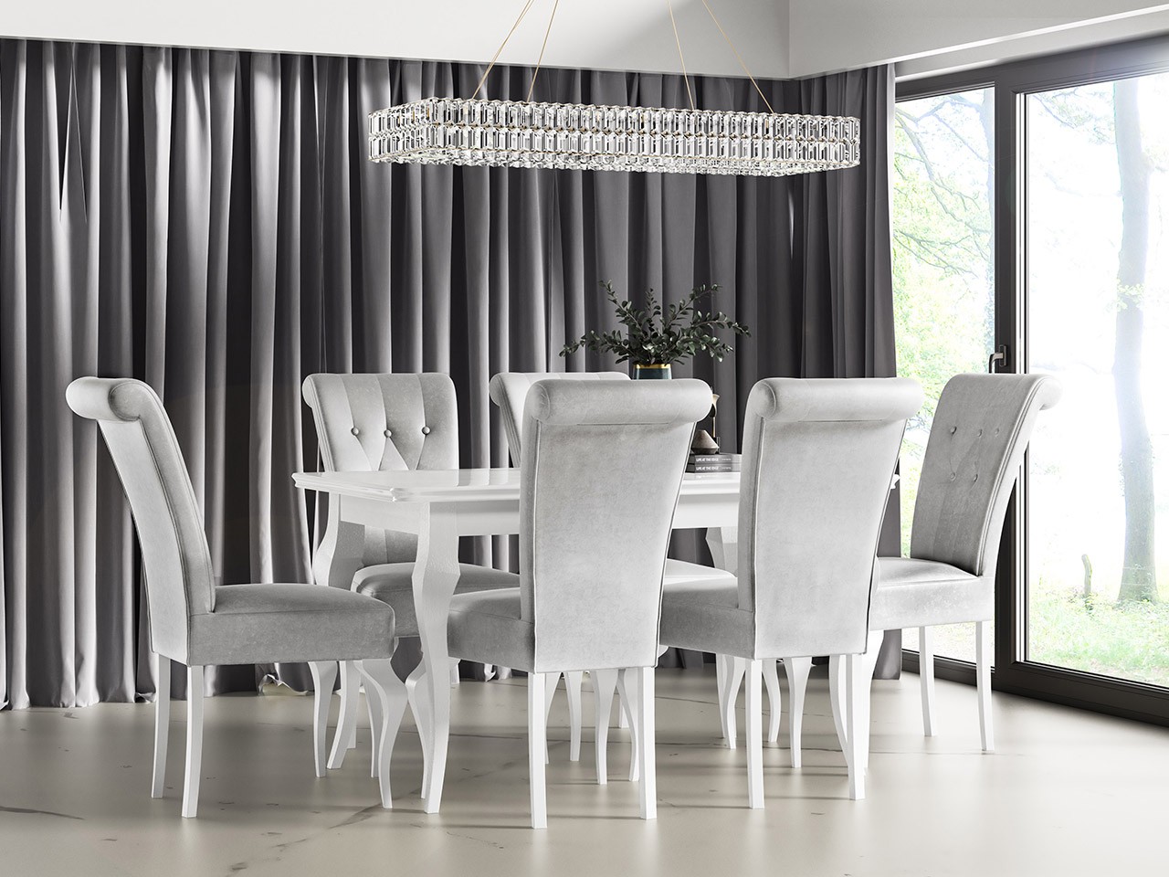Essgruppe: Tisch Julia + Stühle ST63