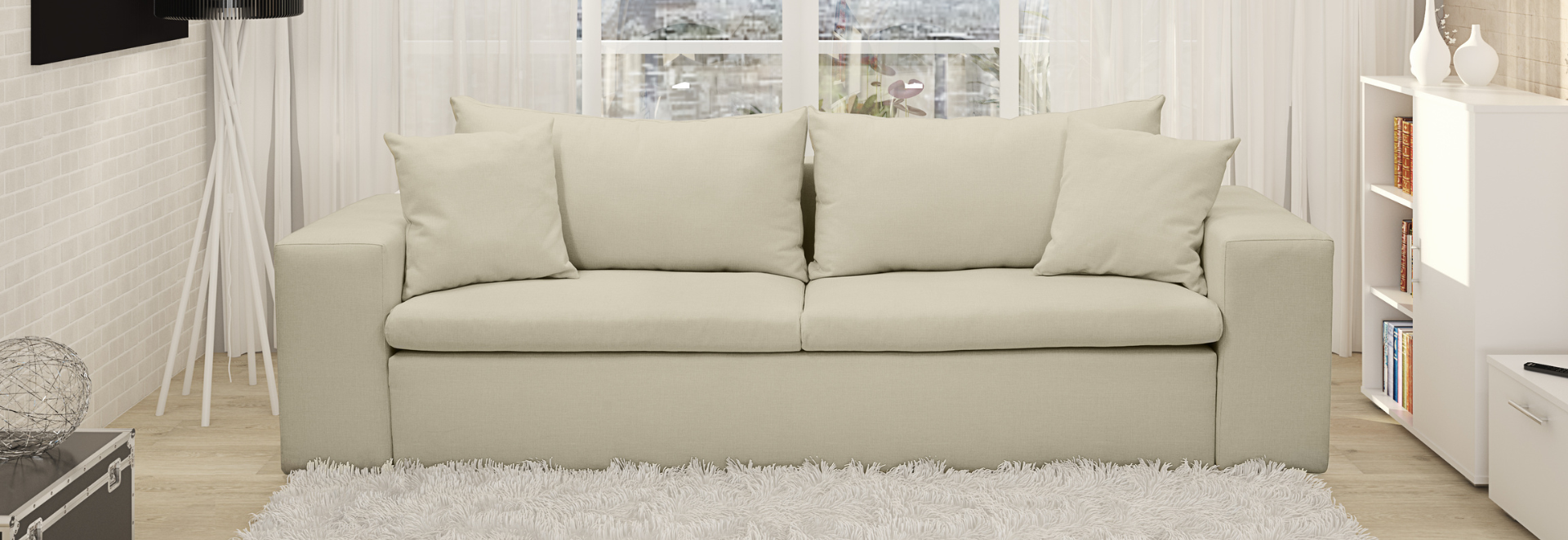 Wohnzimmer in modischen Farben – beige Couch – und Sofa – Inspirationen