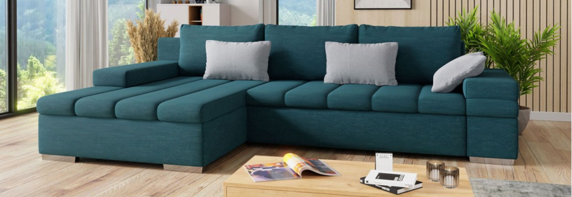 Moderne Ecksofas mit Schlaffunktion